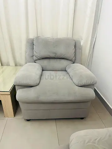 Comfortable Light Grey Plush Single Armchair - Good Condition