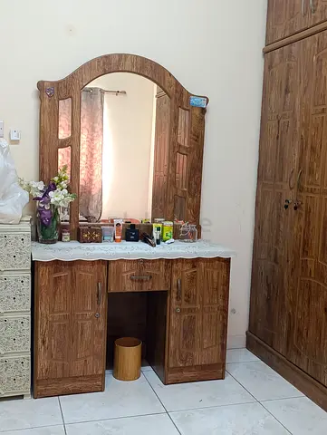 Wooden Dressing Table with Mirror and Storage - Good Condition