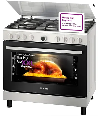 Bosch Stainless Steel Gas Range Cooker with Large Oven - Good Condition