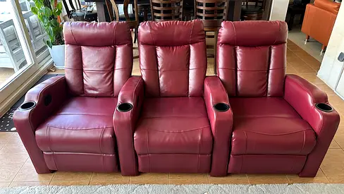 Cinema recliner chairs in genuine leather with cup holders