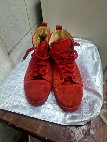 Red Suede High-Top Sneakers