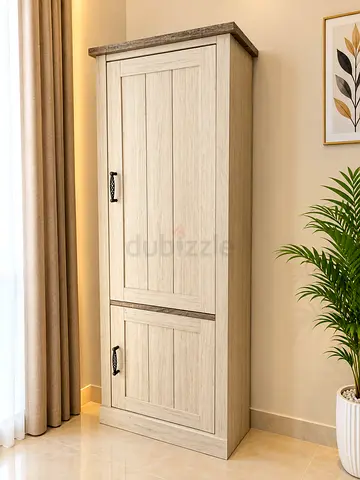 Tall Wooden Wardrobe / Armoire - Light Oak Finish