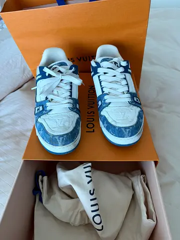 Louis Vuitton Trainer Sneakers - Blue/White, Used with Box