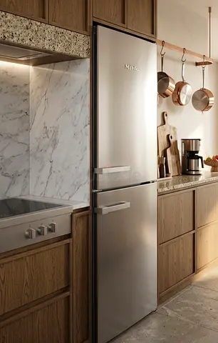 Miele up wine fridge down freezer