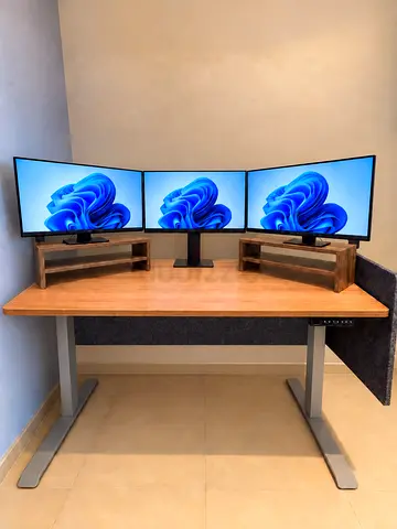 x3 Monitors + Standing Desk Setup - Complete set for sale.