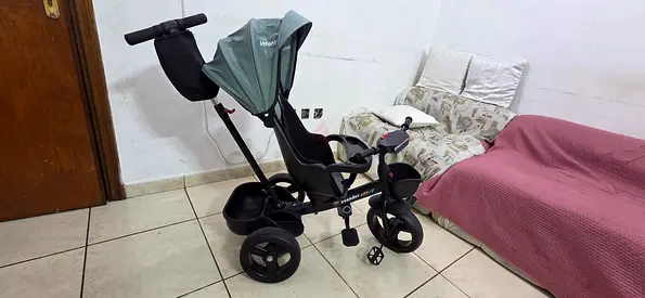 Used Baby Tricycle with Push Handle and Canopy - Good Condition