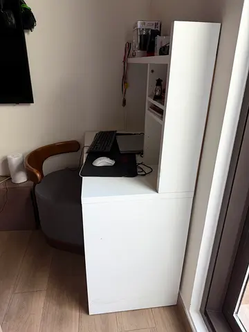 IKEA White study desk with shelves - good condition