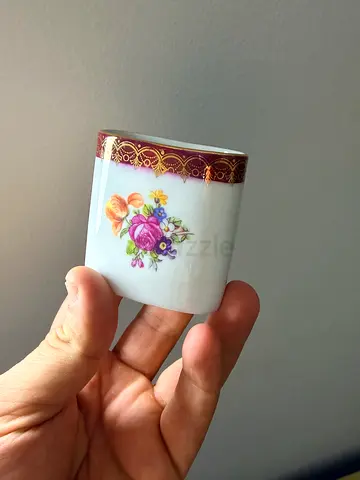 Porcelain Floral Demitasse Cup with Gold Trim