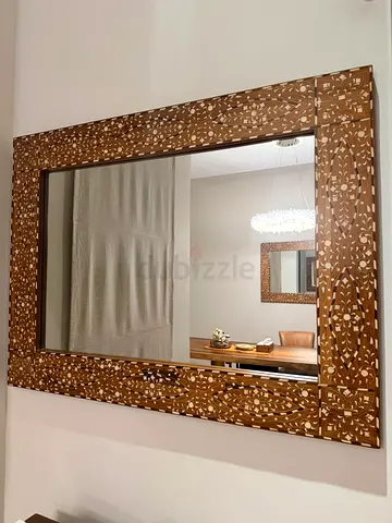 Handmade Camel Bone Wood inlaid  Wall Mirror Frame with Floral Motif