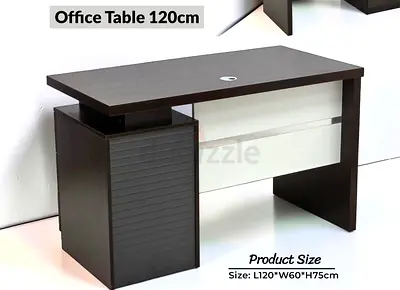 120cm Wooden Office Desk with Side Storage - Dark Brown