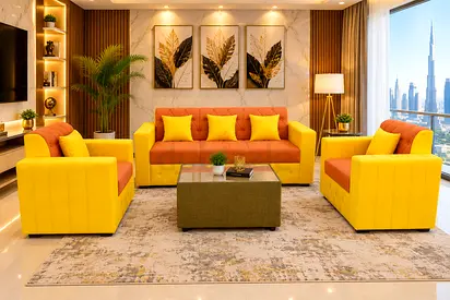 5-Seater Sofa Set – Sofa + Table + Cushions
Complete living room set including a 5-seater sofa, cen