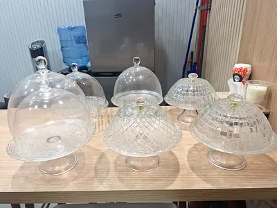 Vintage Glass Cake Stands with Domes - Good Condition