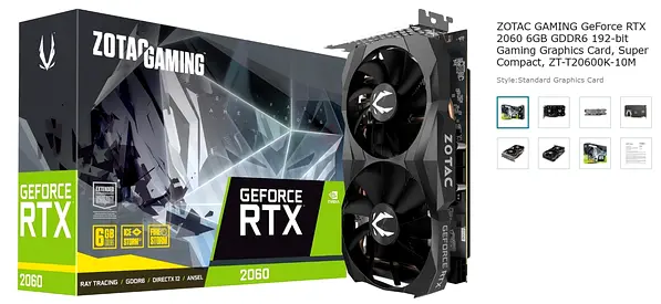 Zotac GeForce GTX 2060 6GB Graphics card