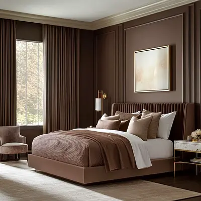 Modern Upholstered Bed Frame with Fluted Headboard