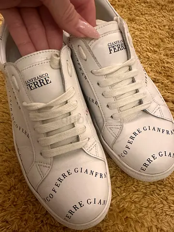 White Gianfranco Ferré leather sneakers, size approx EU 38-39