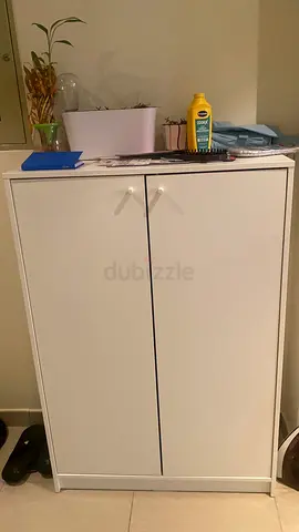 White 2-door Storage Cabinet / Small Wardrobe - Good Condition