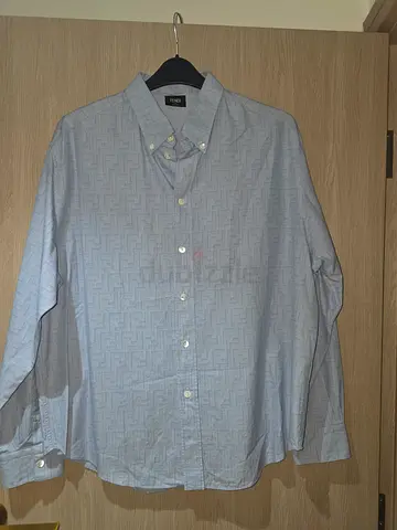 Fendi Light blue men's long-sleeve button-up shirt (size M)