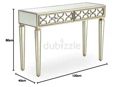 Mirrored Console Table with Decorative Drawer Fronts - 120x40x80