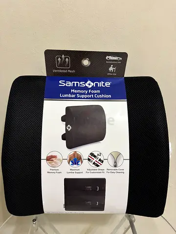 Samsonite Memory Foam Lumbar Support Cushion - Black