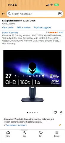 Alienware AW2725DM 27” QHD Gaming Monitor – 180Hz Fast IPS
