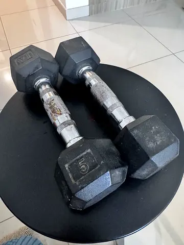 Pair of 5kg Hex Dumbbells - Used