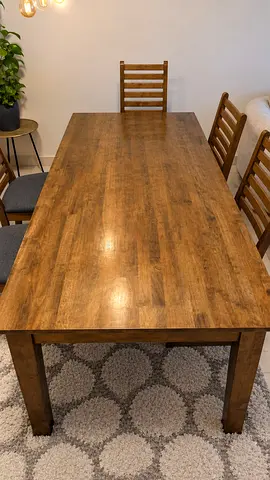Solid Wood Dining Table with 6 Chairs for 220 AED