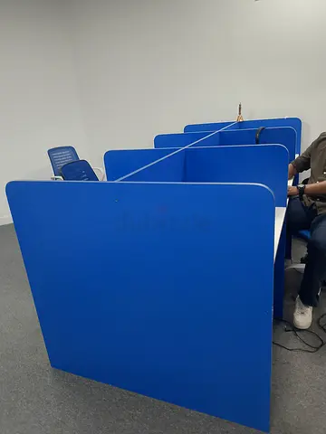Blue 4-Seat Office Workstation Partition / Call Center Cubicles and 15 chairs