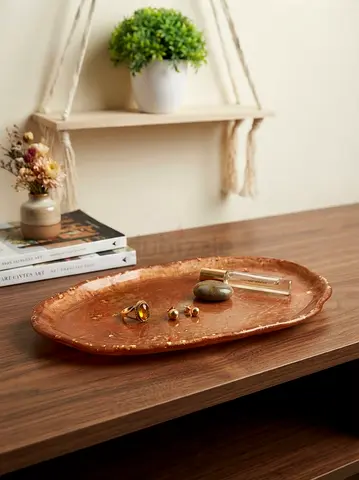 Handmade Decorative resin Tray — Oval Accent Tray for organizing perfume and jewelry