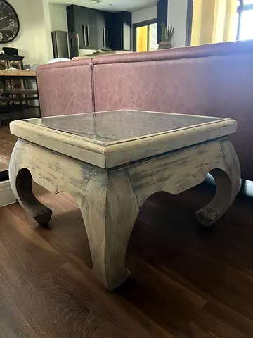 Solid Wood Rustic Coffee Table with Curved Legs
