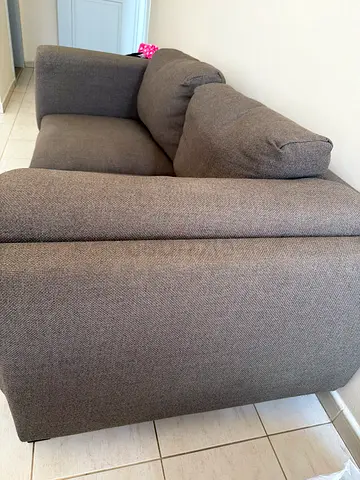 Compact 2-seater grey fabric sofa in excellent condition