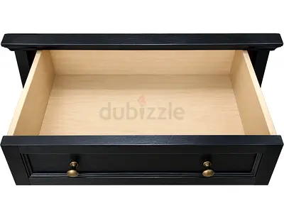 Single Black Wooden Drawer with Brass Handles - very Good Condition