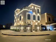 Corner Villa for sale | ajman| al amerah area | 7 master rooms, majlis, 2 halls, maid room, roof| fr