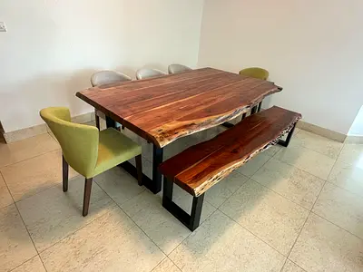 Excellent condition Wooden Daning table with Bench and chairs
