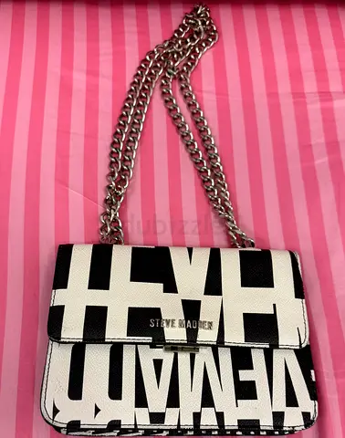 Steve Madden black & white chain-strap shoulder bag