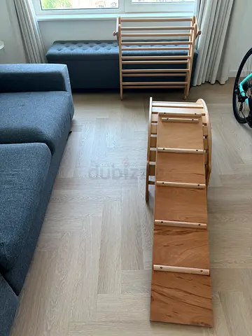Wooden Pikler Triangle with Climbing Ramp