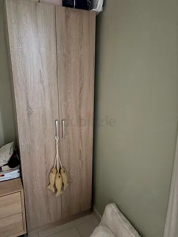 Two-door wooden wardrobe / armoire in light oak finish