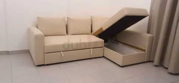 Beige 2-Seater Sofa Bed with Storage (Good Condition)