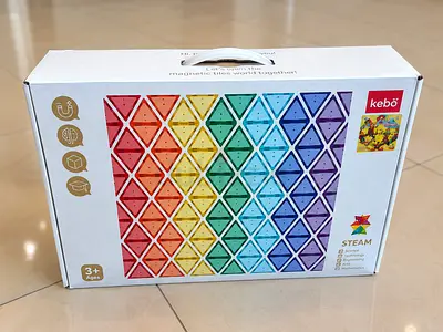 Kebō Magnetic Triangle Building Tiles - Rainbow STEAM Set (New)