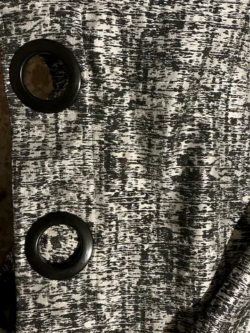 Grey textured blackout curtains with metal grommets (pair) - good condition