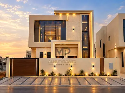 Elegant villa for sale in Al Helio 2, Ajman. This villa features a sophisticated modern design, com