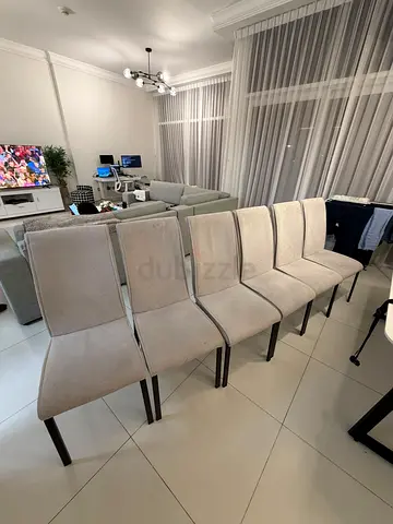 6-Seater Dining Table with 6 Chairs - White and Black
