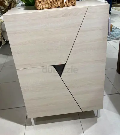 Beige color wood storage cabinet