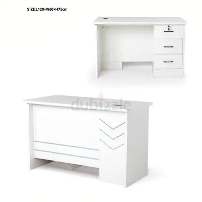 White Office Desk with Drawers - 120 x 60 x 75 cm