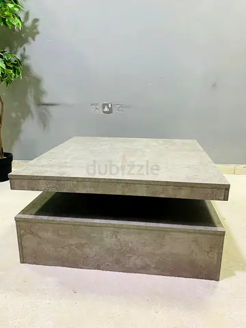 Modern Concrete Finish Square Coffee Table with Storage