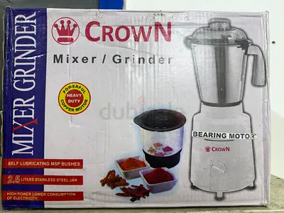 Crown 1400W Mixer Grinder – 2.5L + 1L Jars, Copper Motor