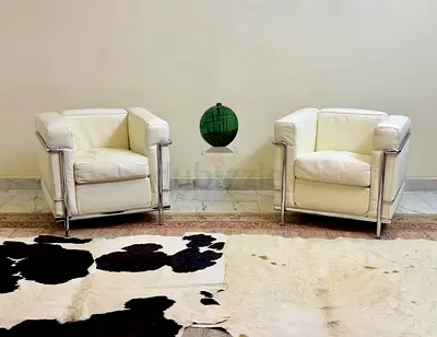 CASSINA LC2 by LE CORBUSIER | Iconic Italian Design | Genuine Leather Armchairs – Pair