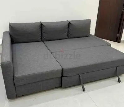 Grey fabric pull out sofa bed