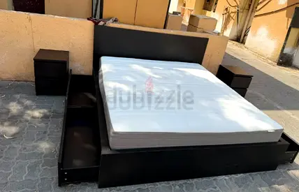 Ikea king size bed with mattress and storage drawers