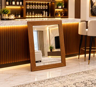 Solid wood mirror wall hanging