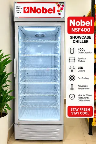 Nobel Showcase Chiller White 400 Ltrs Gross Capacity, 338 Ltrs Net Capacity NSF400 -good condition